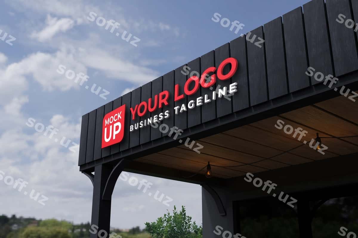 3D do'konining old maketi yog'och | 3d store front mockup wooden 1
