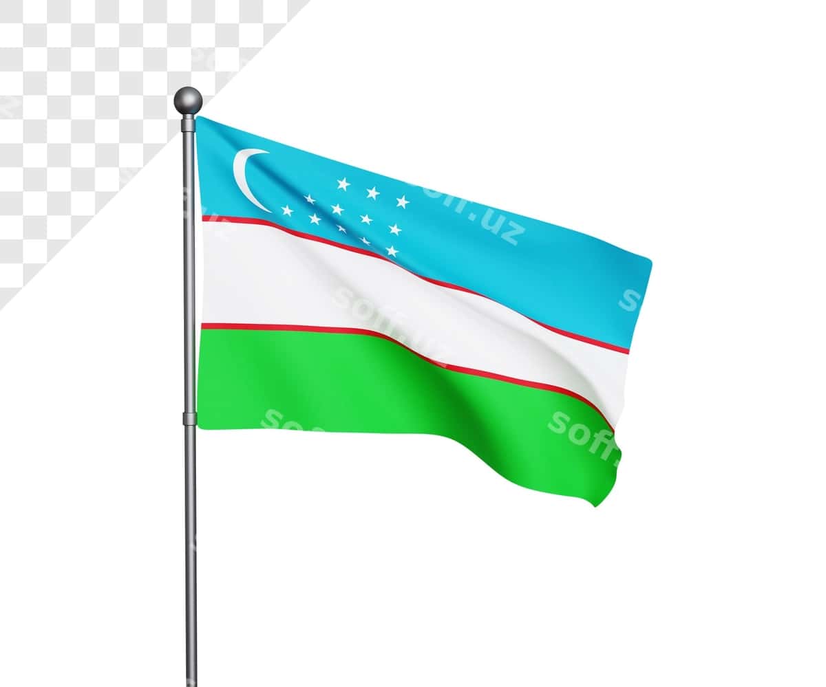 O'zbekiston bayrog'ining 3D illyustratsiyasi | 3d uzbekistan flag illustration 1