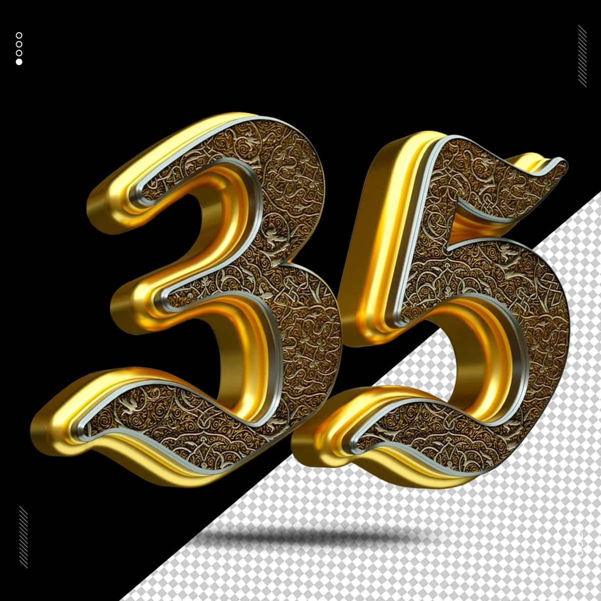 3D render raqami shrift O'rta asr oltin | 3d render number font medieval gold 1