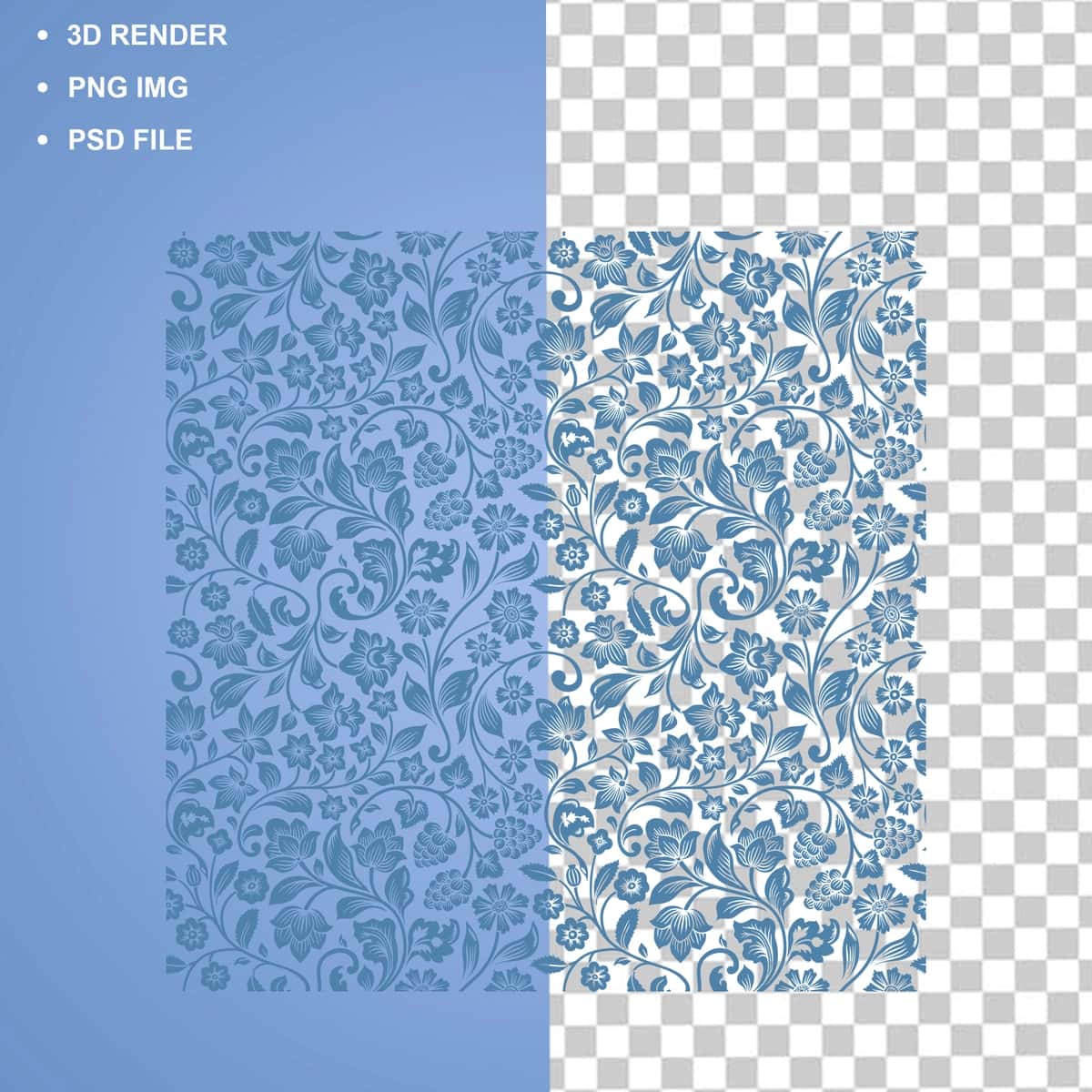 Zarif ko'k gul naqshli dekorativ dizayn | Elegant blue floral pattern decorative design 1