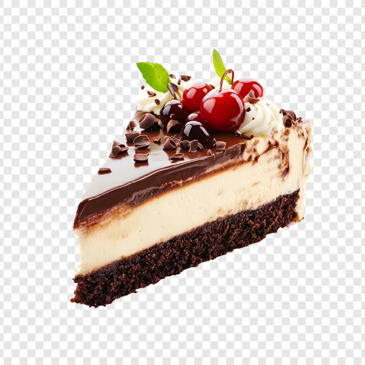 Shokoladli qaymoqli muzli gurme qatlamli tort bo'lagi | Gourmet layer cake slice with chocolate creamy frosting 1