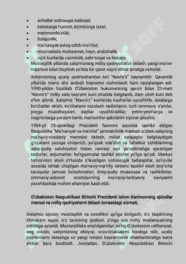 Ma’naviy hayotdagi tub o‘zgarishlar. Kadrlar tayyorlash va ta’lim sohasidagi islohatlar 6