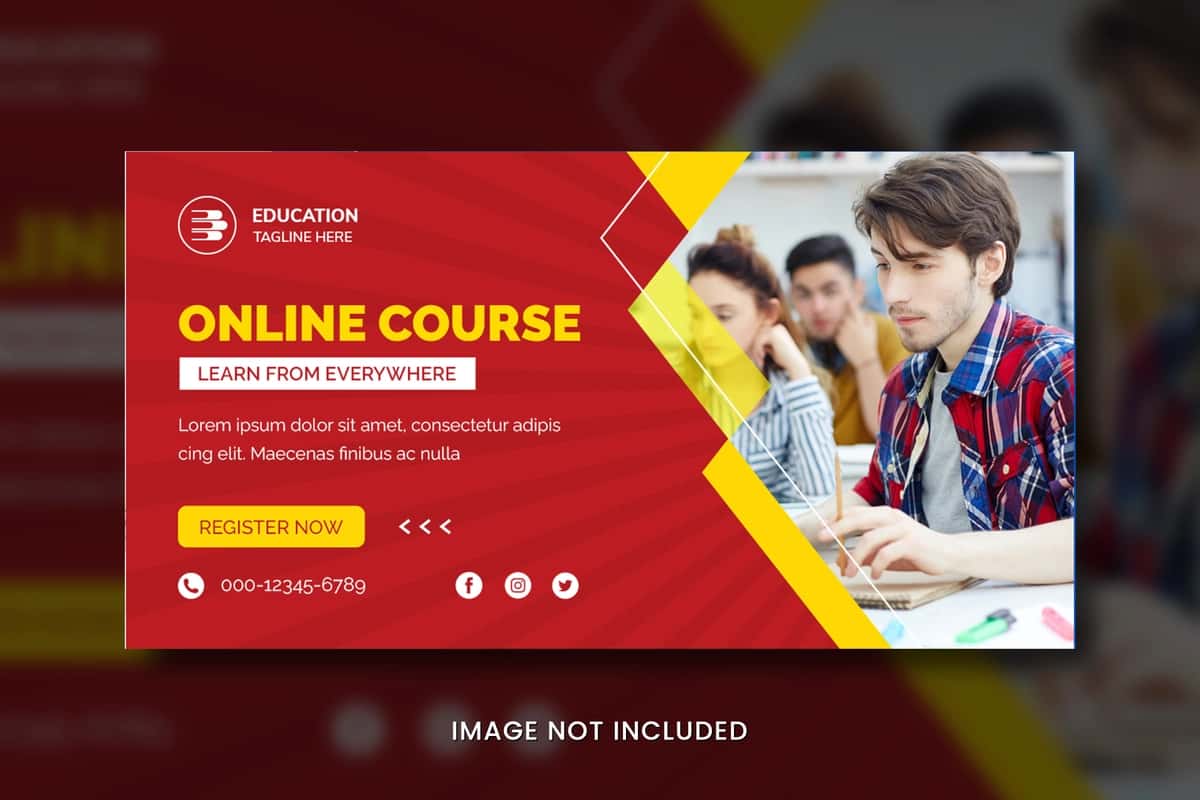 Onlayn o'rganish Facebook bannerining muqovasi | Online learning facebook banner cover 1
