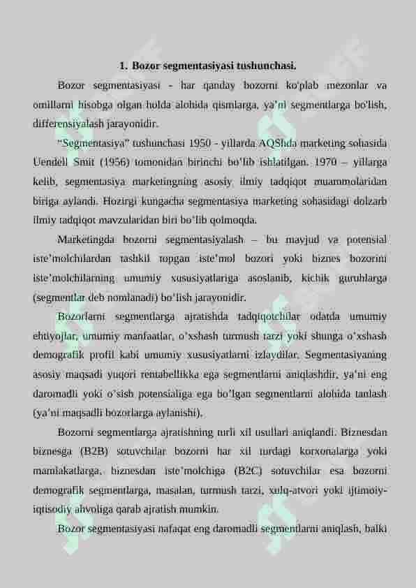 BOZOR SEGMENTATSIYASI 2