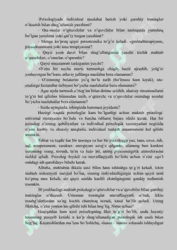 AMALIYOTCHI PSIXOLOG FAOLIYATINING UMUMIY MASALALARI 2