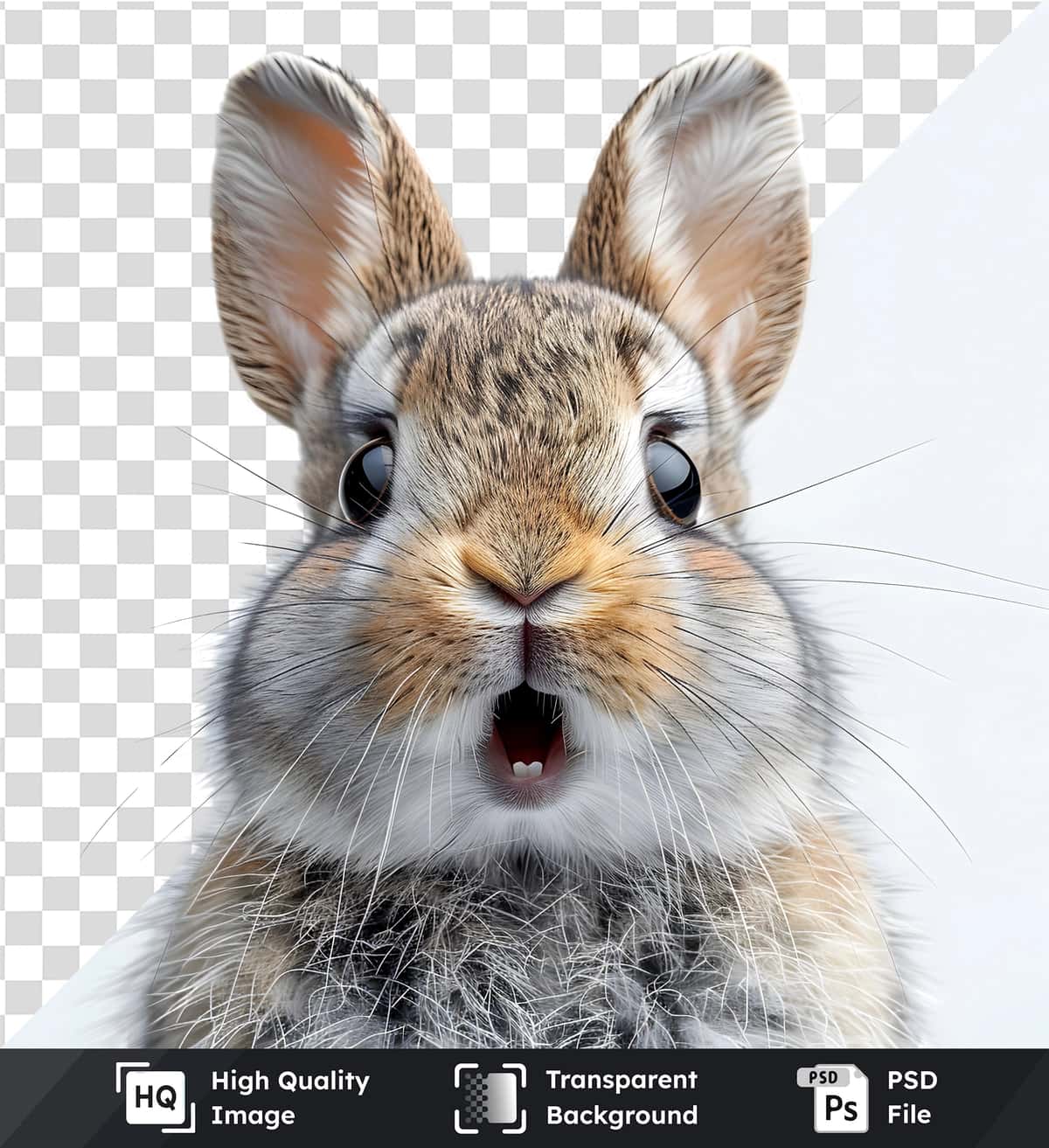Yoqimli quyon quyonning hayratlanarli ifodasi shaffof png | Adorable bunny rabbit shows surprised expression transparent png 1