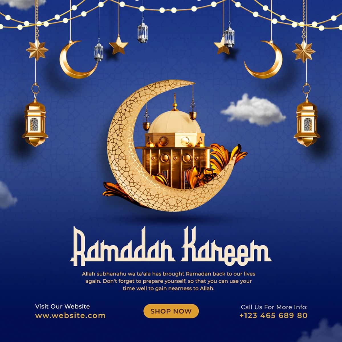 Ramazon karim islom festivali ijtimoiy media post dizayn shabloni | Ramadan kareem islamic festival social media post design template 1