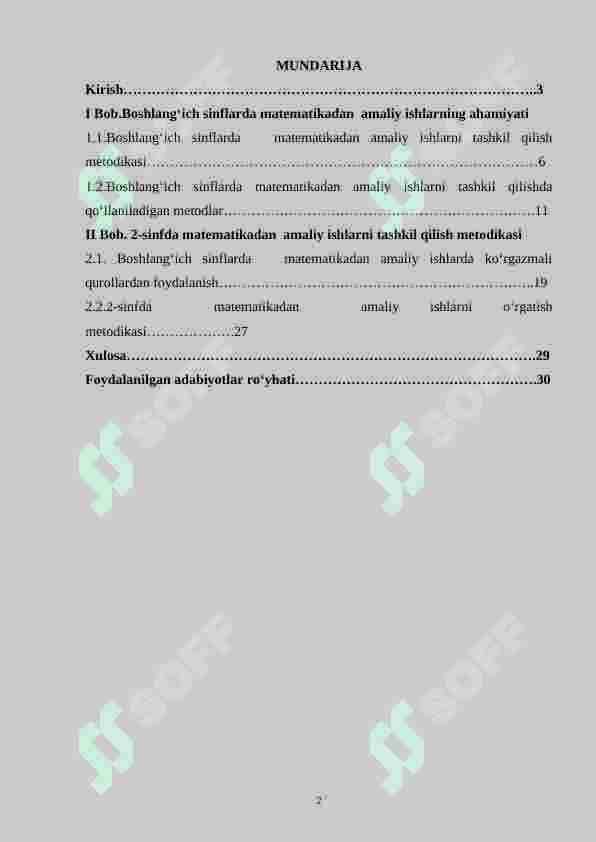 Boshlang’ich sinflarda matematikadan amaliy ishlar va ularni tashkil qilish metodikasi.(2-sinf misolida) 2