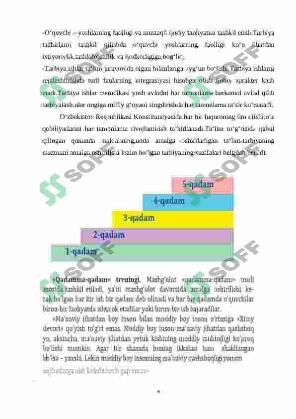 Tarbiya fanini o’qitishda tarbiya treninglari asosida faoloyatni tashkil etish 4