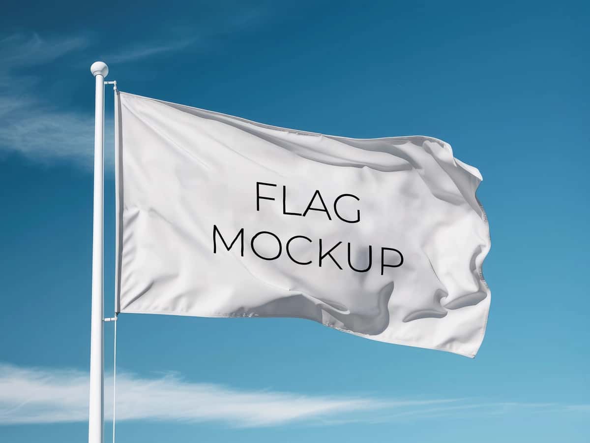 Bo'sh oq bayroq maketi | Blank white flag mockup 1