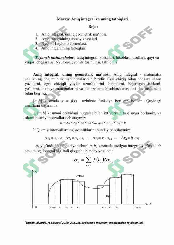 Aniq integral va uning tatbiqlari 1