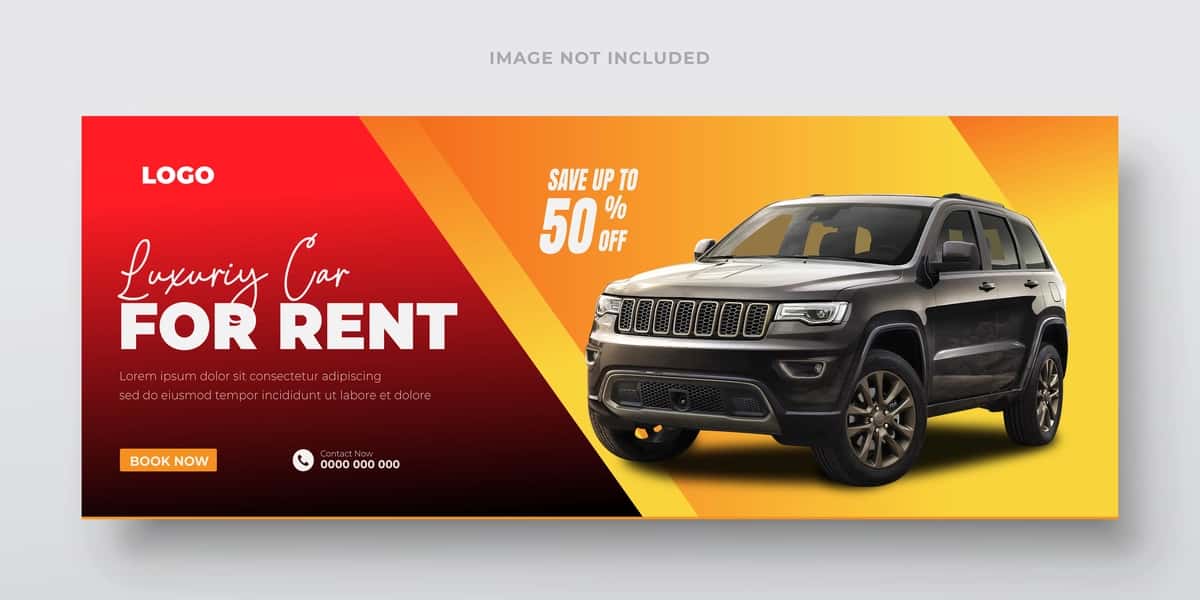 Avtomobil veb-banner shablonlari gorizontal ijtimoiy media Facebook instagram | Car web banner template horizontal social media facebook instagram 1