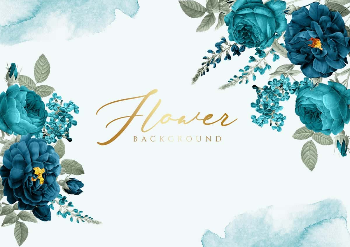 To'q ko'k choy gullari fonida to'y taklifnomasi | Background wedding invitation with navy blue teal flowers 1