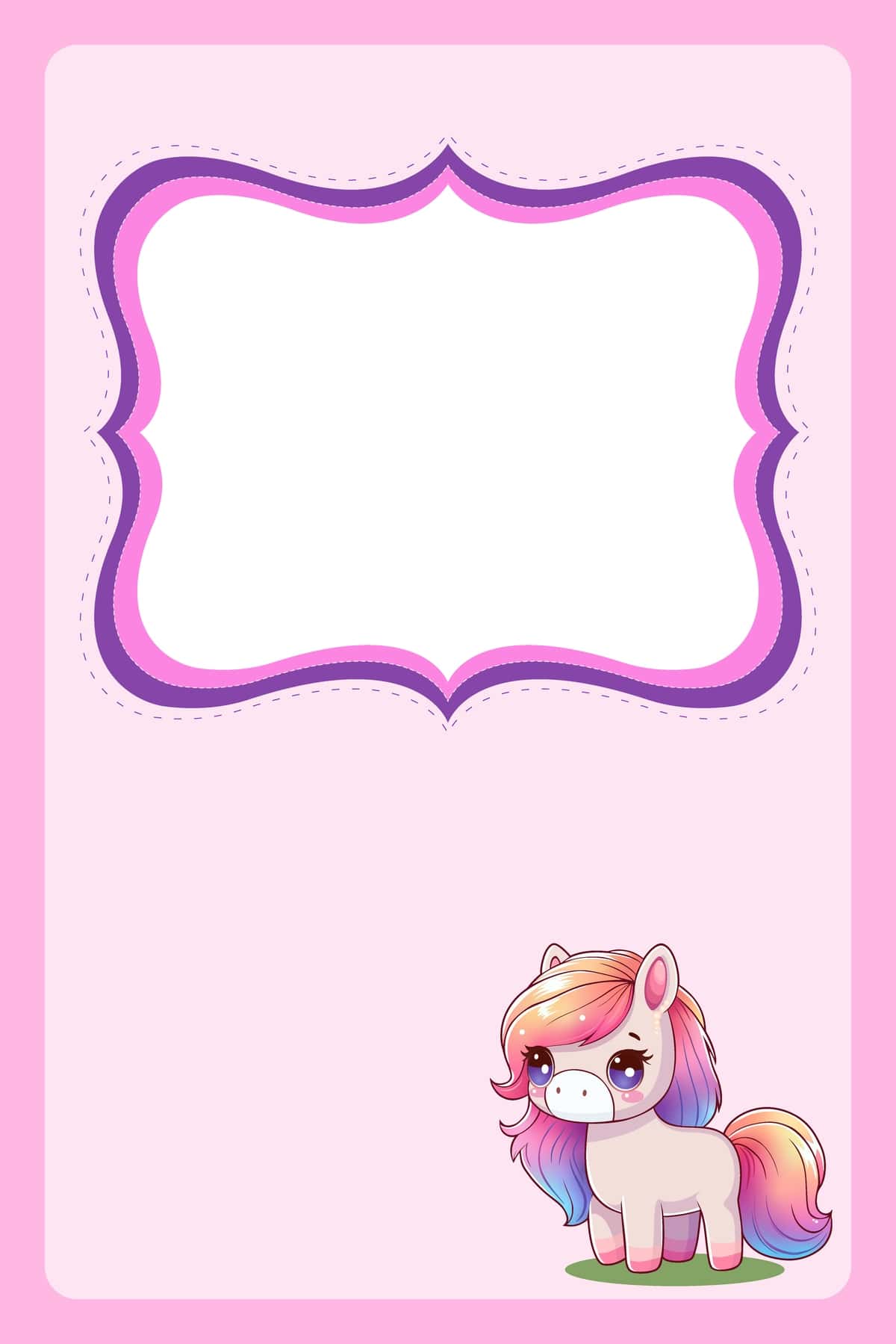 Yoqimli unicorn ot qog'oz taklif tug'ilgan kuni | Cute unicorn horse paper invitation birthday 1