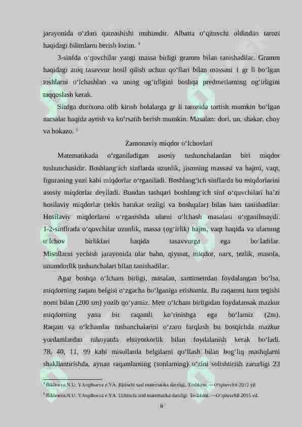 Baho, narh, miqdor bilan bog`liq masalalar va ularni o`rganish metodikasi. (1-4 sinf misolida) 8