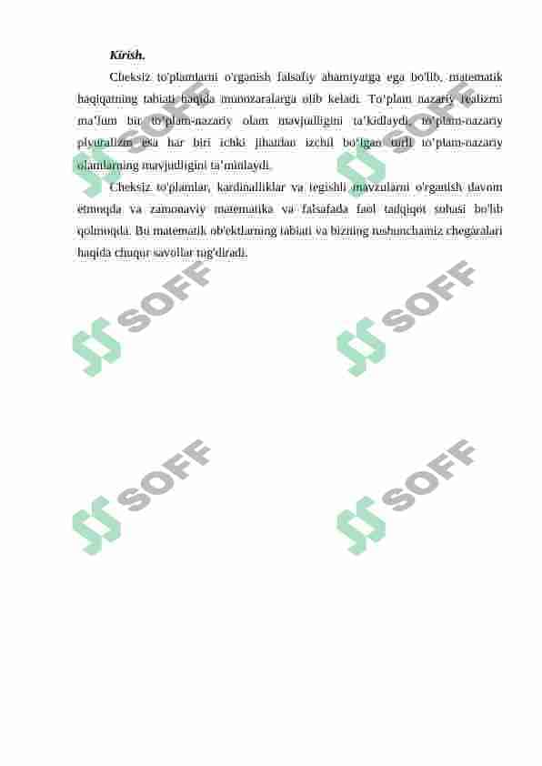 Cheksiz to‘plamlarni quvvatiga ko‘ra taqqoslash muammolari. 3