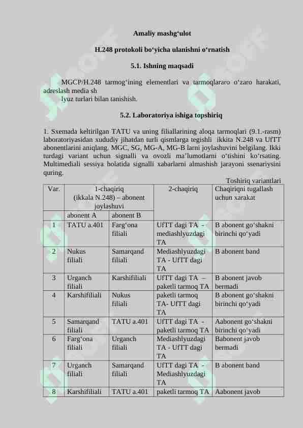 H.248 protokoli bo‘yicha ulanishni o‘rnatish 1