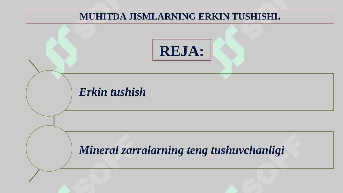 MUHITDA JISMLARNING ERKIN TUSHISHI
