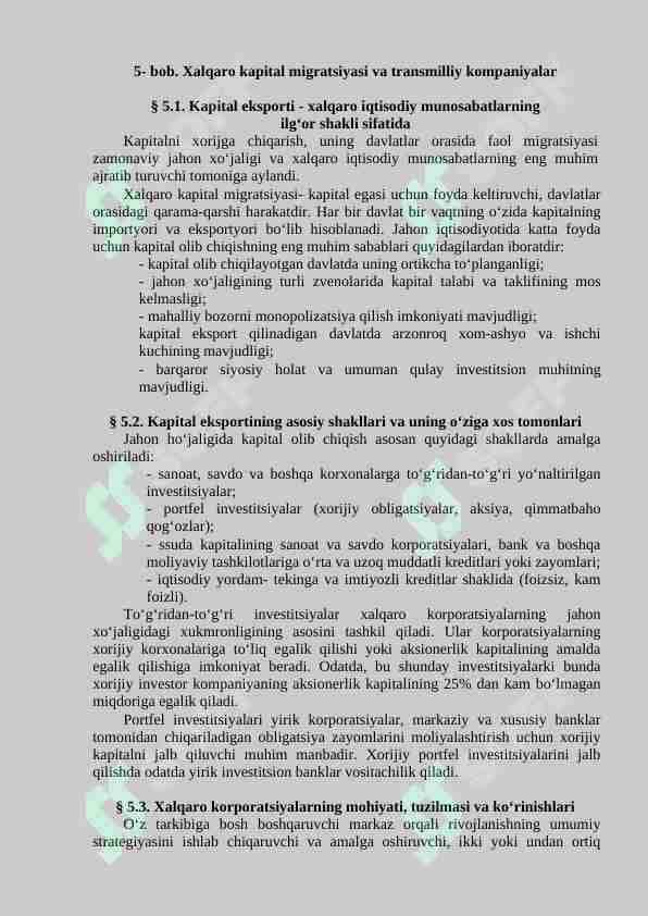 Xalqaro kapital migratsiyasi va transmilliy kompaniyalar 1