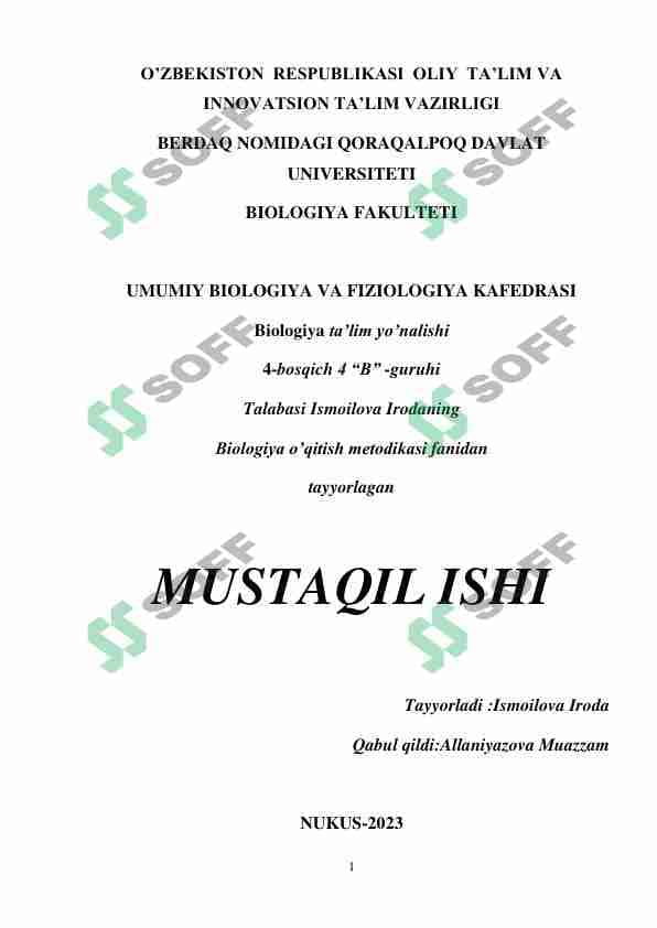 Biologiya darslarida noodatiy usullarini qoʻllash metodologiyasi , texnik uskunalardan foydalanish