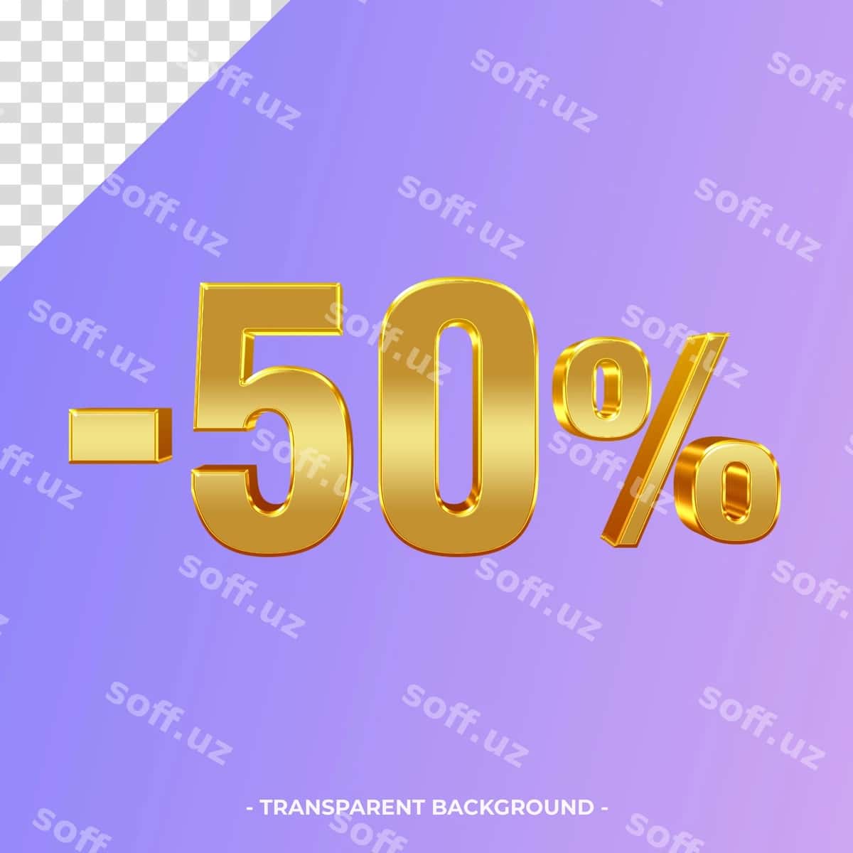 50 foiz taklif 3d render ajraltirilgan | 50 percent offer 3d rendering isolated 1