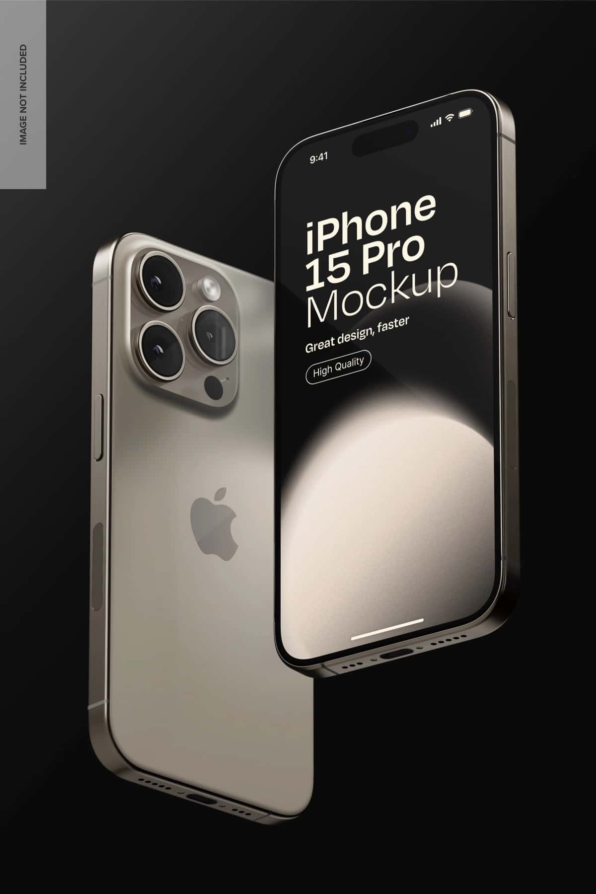 Toʻq rangli iPhone 15 pro maketi suzuvchi | Dark iphone 15 pro mockup floating 1