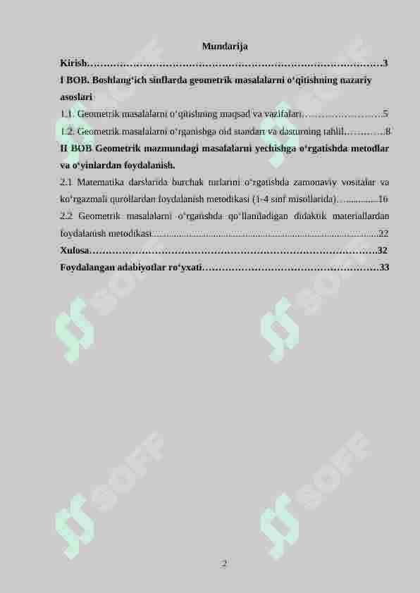 Geometrik mazmundagi masala va ularni o‘rganish metodikasi. (1-4 sinf misolida) 2
