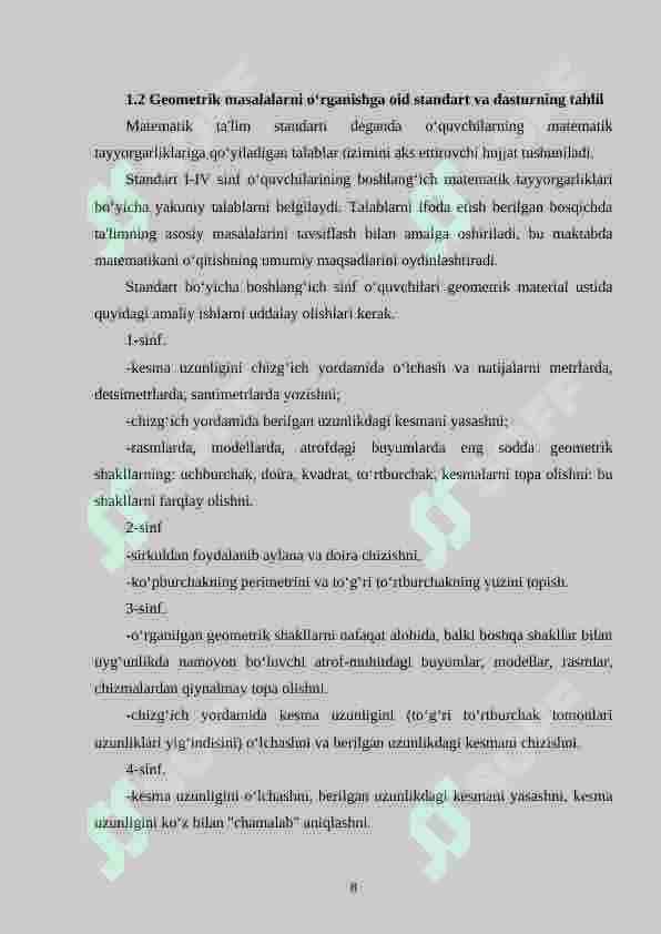 Geometrik mazmundagi masala va ularni o‘rganish metodikasi. (1-4 sinf misolida) 8