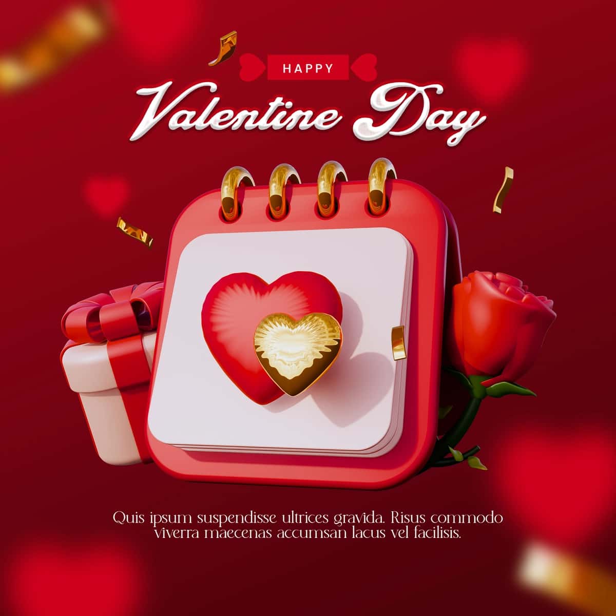 Sevishganlar kuni banneri instagram ijtimoiy media post shabloni | Valentine day banner instagram social media post template 1
