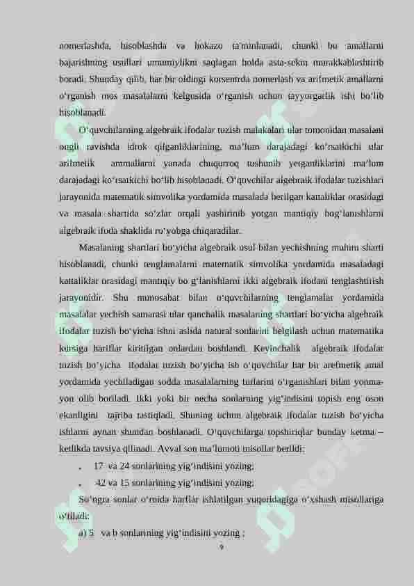 Boshlang‘ich sinf o‘quvchilariga algebraik materiallarni o‘rgatish metodikasi 7