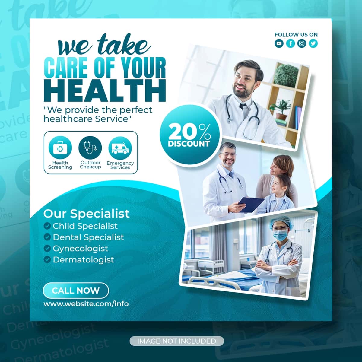 Tibbiy ijtimoiy media post veb-banner shabloni psd | Medical social media post web banner template psd 1
