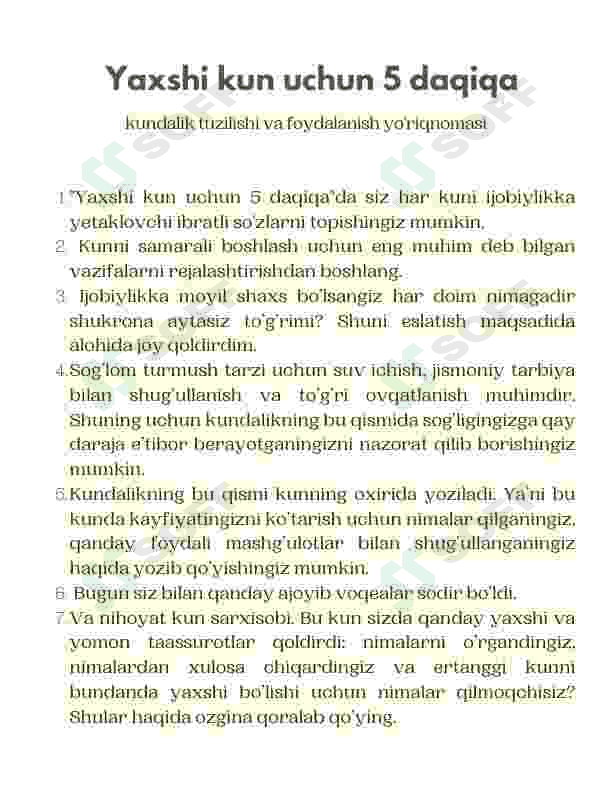 Shaxsiy rivojlanish uchun kundalik 6