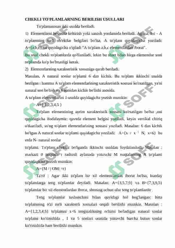CHEKLI TO‘PLAMLARDA MUNOSABATLAR VA ULARNING BERILISH USULLARI 4