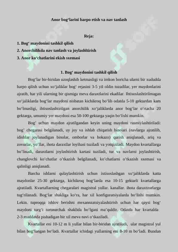 Anor bog‘larini barpo etish va nav tanlash 1