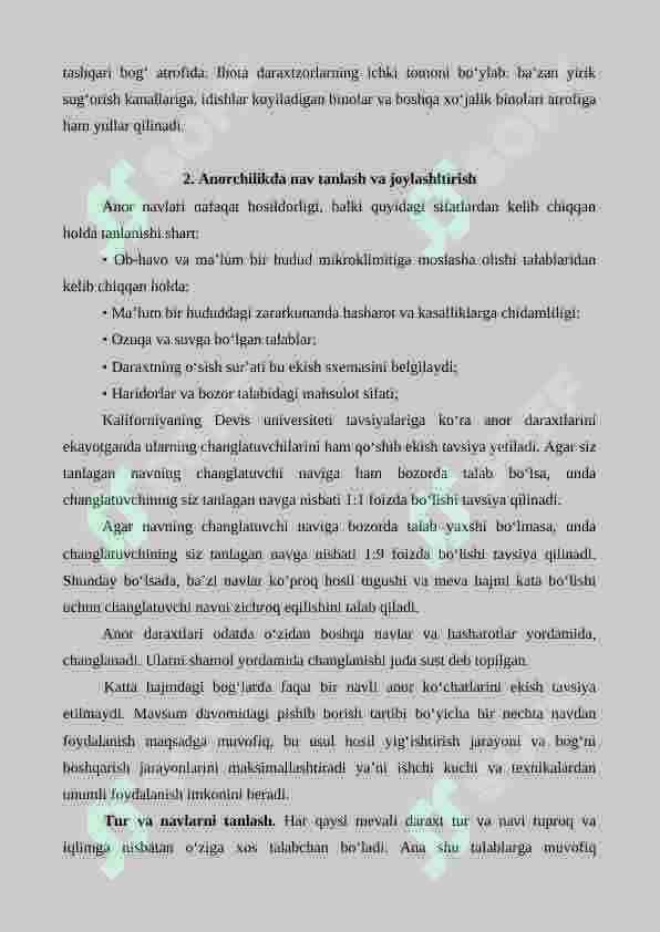 Anor bog‘larini barpo etish va nav tanlash 2