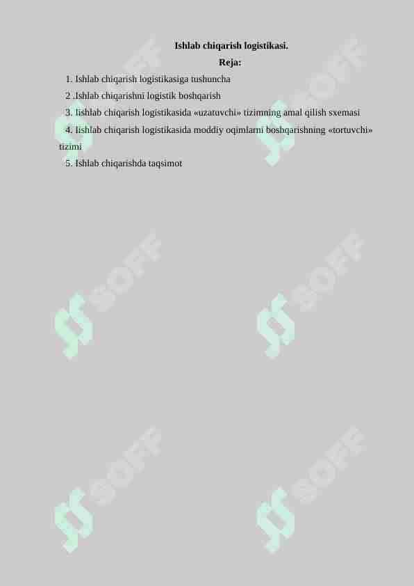 Ishlab chiqarish logistikasi