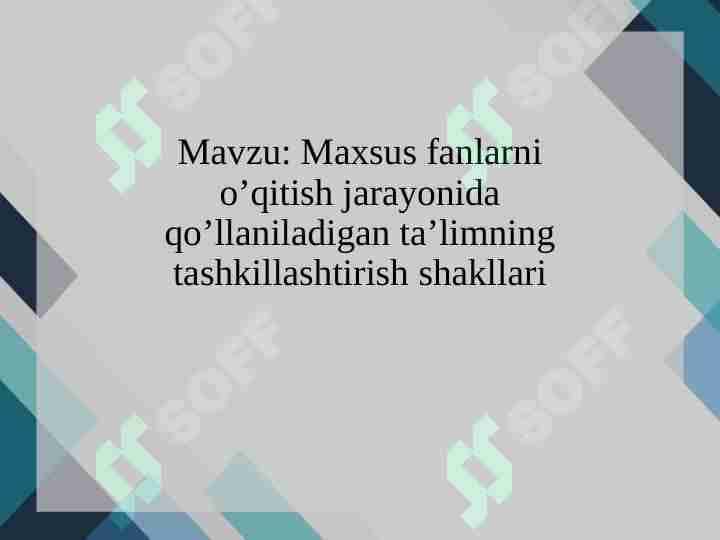 Maxsus fanlarni o’qitish jarayonida qo’llaniladigan ta’limning tashkillashtirish shakllari