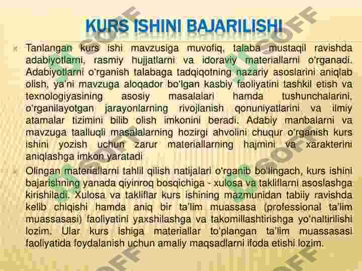 Kurs ishi va bitiruv malakaviy ishlarni bajarish va baholash 8