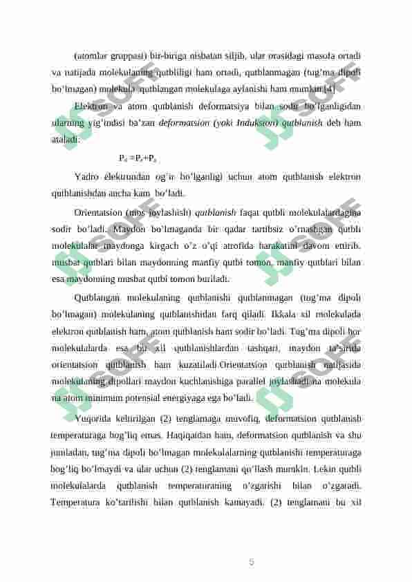 Molekulalarning qutblanishi 5