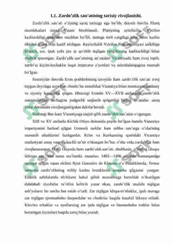 Zardo'zlik san'atining tarixiy rivojlanishi 6