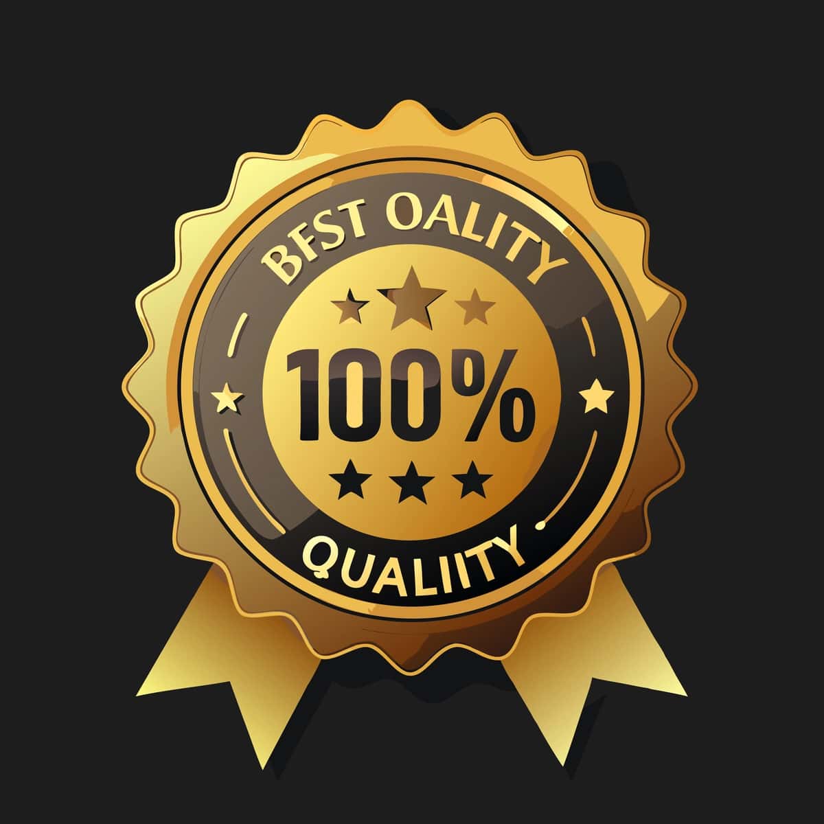 Eng yaxshi sifatli sifatli sifat so'zlari bilan oltin qora nishon | Gold black badge with words best quality quality quality quality 1