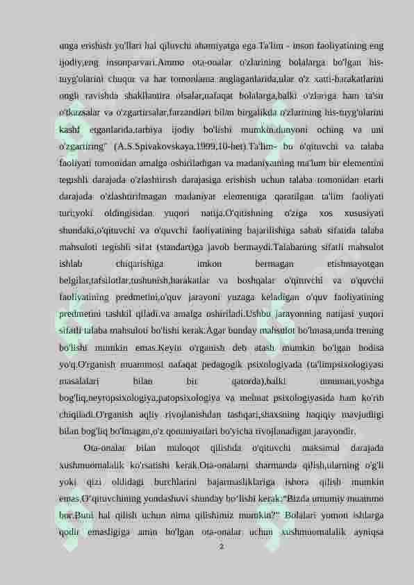 Ota-onalar bilan hamkorligini yo’lga qo’yishning pedagogic psixologik shart sharoitlari 2