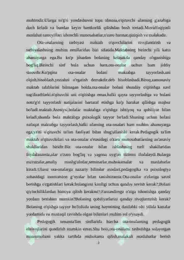 Ota-onalar bilan hamkorligini yo’lga qo’yishning pedagogic psixologik shart sharoitlari 3