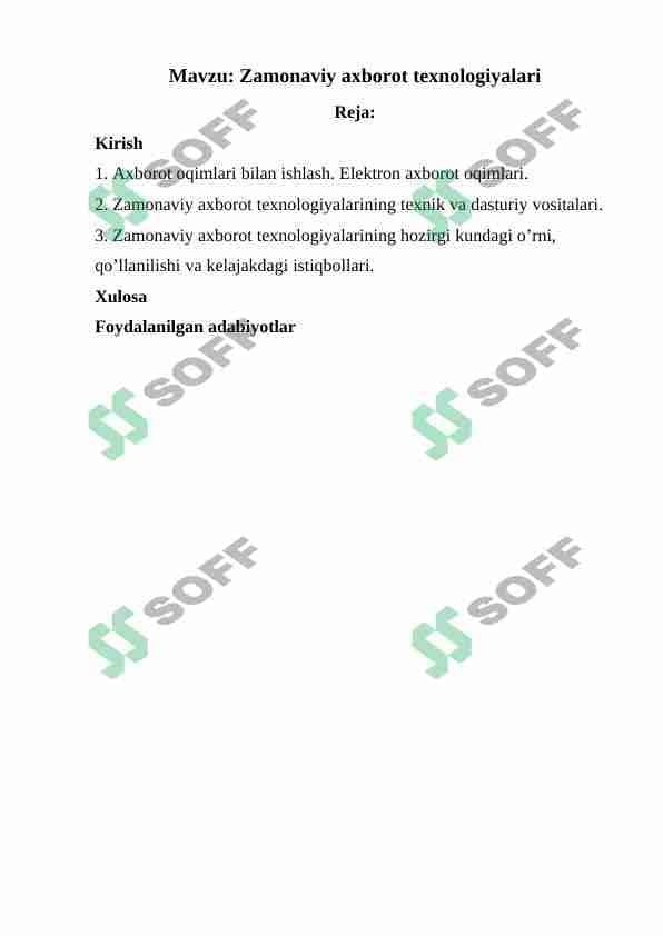 Zamonaviy axborot texnologiyalari 1