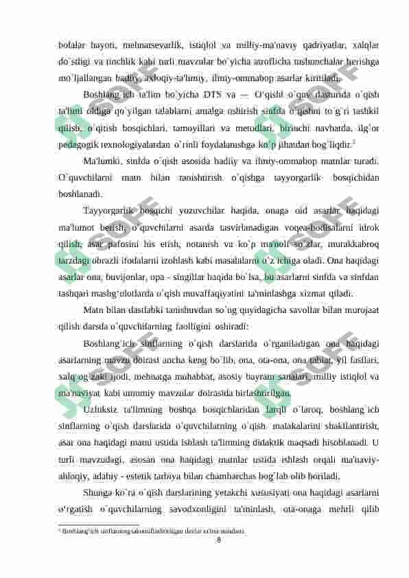 O'qish savodxonligi darslarida qayta hikoyalash turlaridan foydalanish 8