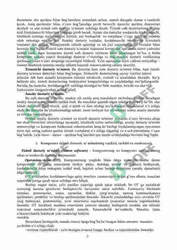 Zamonaviy kompyuterlarning dasturiy ta'minoti 2
