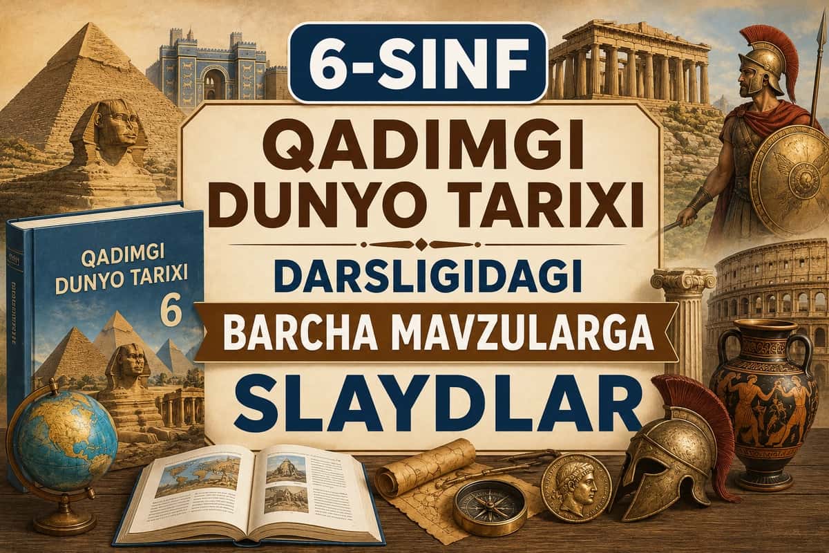 6-sinf qadimgi dunyo tarixi darsligidagi barcha mavzularga slaydlar 1