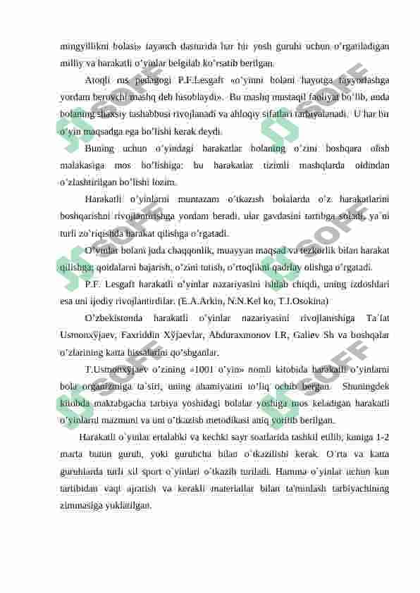 Harakatli o'yinlarni darsni asosiy qismida mos xolda tanlash va taxlil qilish 3