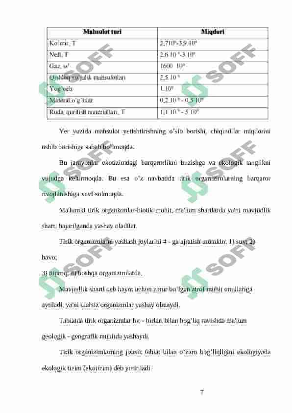 Ekologiyada matematik modellarga misollar 7