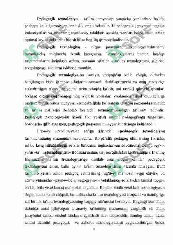 Atom fizikasi bo'limiga oid mavzularni o'qitishda pedagogik texnologiyalardan foydalanish usullari 8